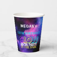 NEON GLOW PARTY CUPS 16 oz Multi Color Light Up Cups Blacklight Party Glow  Stick