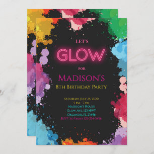 Neon Glow Painting Birthday Invitation