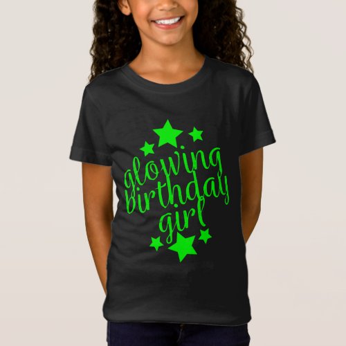 Neon Glow Party Birthday _  Girls Ruffle T_Shirt