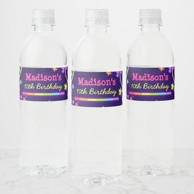 Neon Glow Party Water Bottle Wraps Bottle Labels (Bottles)