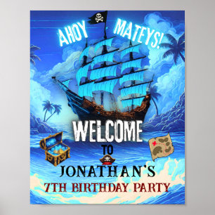 Neon Glow Pirate Ship Ahoy Mateys Welcome Sign