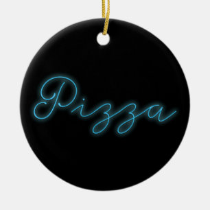 Neon Glow Pizza Ceramic Ornament