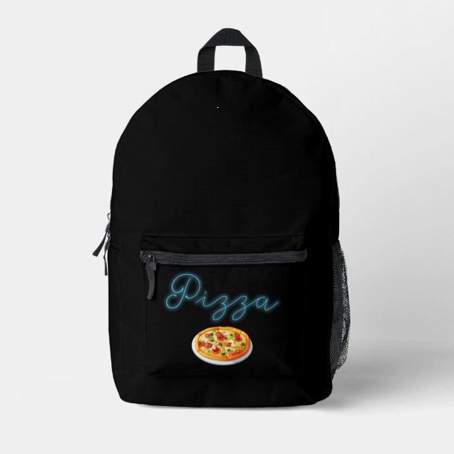 Neon Glow Pizza Party Personalized Printed Backpack (Front)