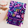 Neon Glow Pop Star Dance Music Birthday Party Invitation