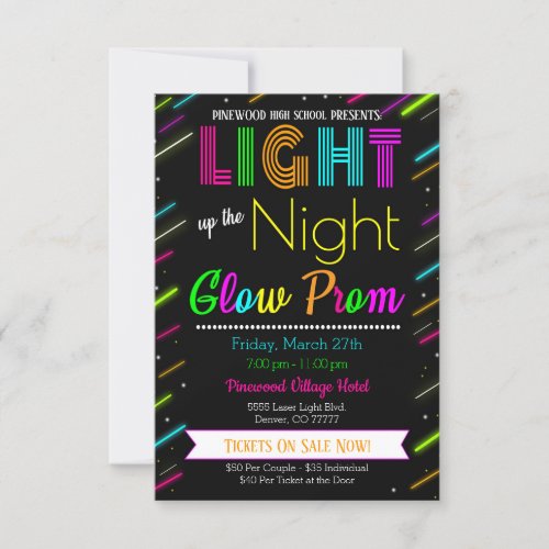 Neon Glow Prom Dance Invitation