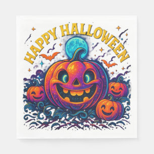 Neon Glow Pumpkin “Happy Halloween” Napkins