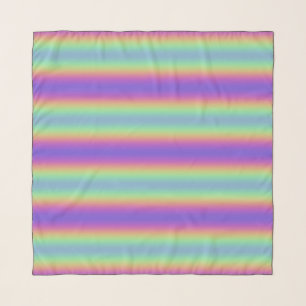 Neon Glow Rainbow Horizontal Stripe Chiffon Scarf