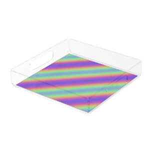 Neon Glow Rainbow Stripe Acrylic Tray