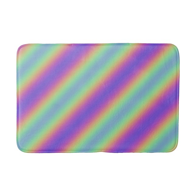 Neon Glow Rainbow Stripe Bath Mat (Front)