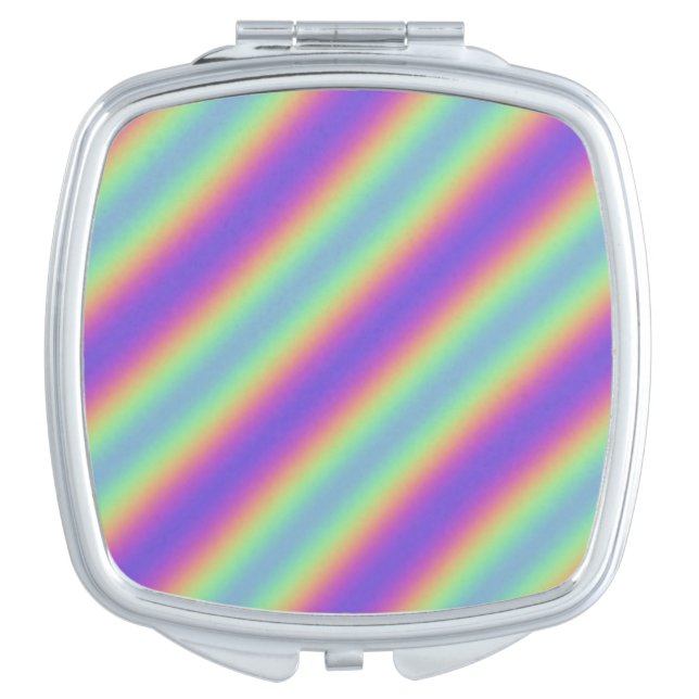 Neon Glow Rainbow Stripe Compact Mirror (Front)