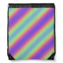Neon Glow Rainbow Stripe Drawstring Backpack
