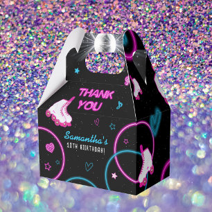 Neon Glow Roller Skating Let's Roll Birthday Party Favor Boxes