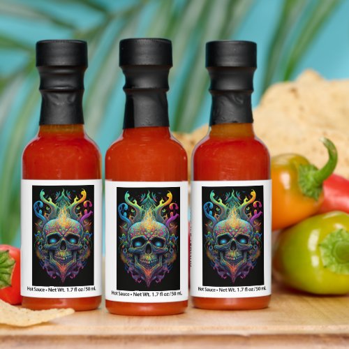 Neon Glow Skull Head Hot Sauces