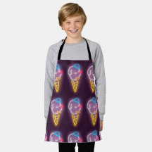 Neon Glow: Smiling Bichon Ice Cream Repeat Pattern