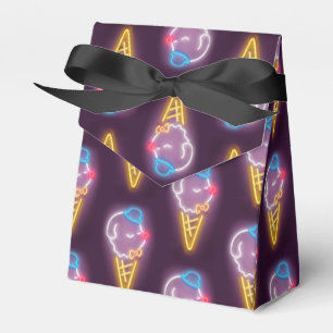 Neon Glow: Smiling Bichon Ice Cream Repeat Pattern Favor Boxes