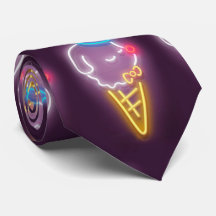 Neon Glow: Smiling Bichon Ice Cream Repeat Pattern