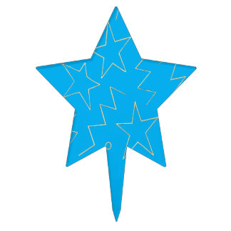 Neon Glow Stars & Swirls Pattern Cake Topper