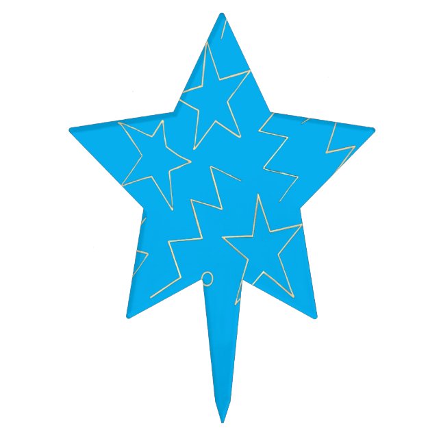 Neon Glow Stars & Swirls Pattern Cake Topper (Front)