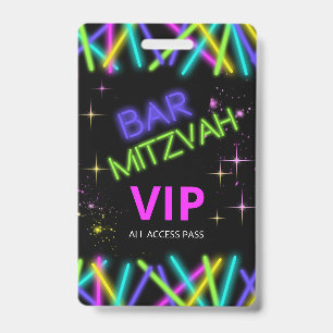 Neon Glow Stick Bar Mitzvah ID991 Badge