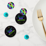 Neon Glow Stick Bar Mitzvah ID991 Confetti<br><div class="desc">A border of scattered glow sticks in an array of bright neon colors adds a fun element to this Bar Mitzvah table confetti design. Add your event recipients name using the provided template. Search ID991 to see coordinating invitation and other party supplies with this colorful design.</div>