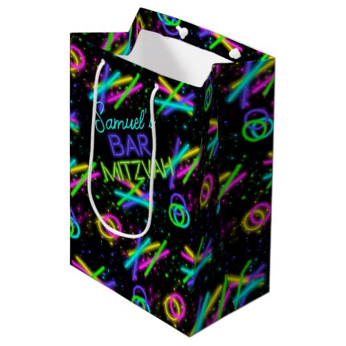 Neon Glow Stick Bar Mitzvah ID991 Medium Gift Bag