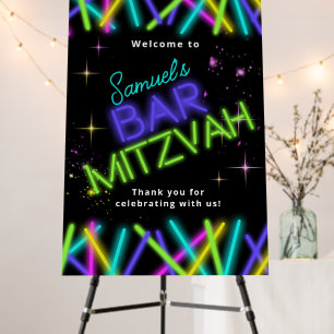 Neon Glow Stick Bar Mitzvah Welcome ID991 Foam Board