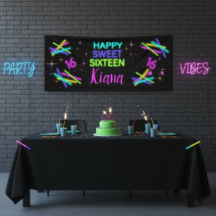 Neon Glow Stick Sweet 16 Name ID760 Banner