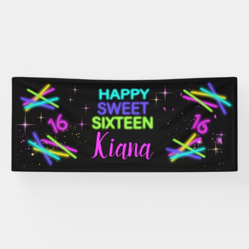 Neon Glow Stick Sweet 16 Name ID760 Banner