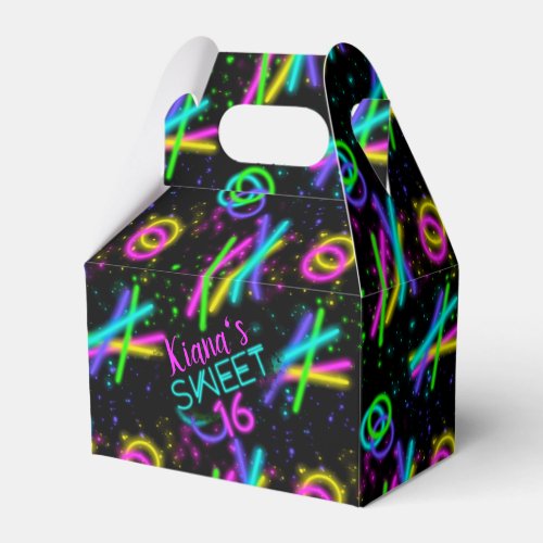 Neon Glow Stick Sweet 16 Name ID760 Favor Boxes