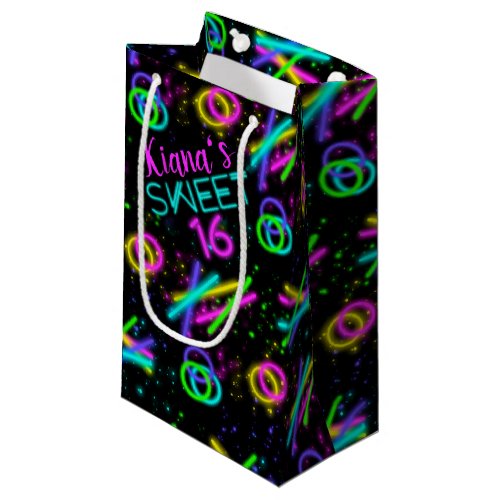 Neon Glow Stick Sweet 16 Name ID760 Small Gift Bag