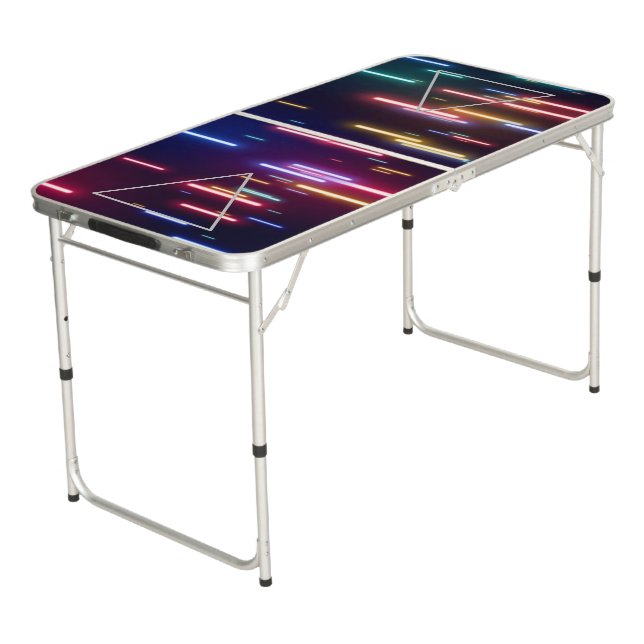 Neon Glow Sticks Beer Pong Table (Angled)