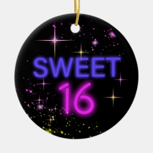 Neon Glow Sweet 16 ID760 Ceramic Ornament