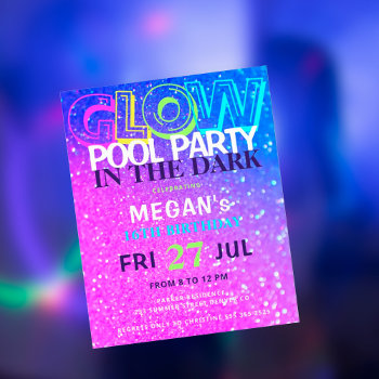 Neon Glow Teens Budget Birthday Party Invitation by invitations_kits at Zazzle