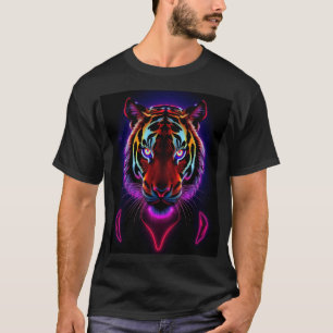 Neon Glow Tiger Cyberpunk Mystery T-Shirt