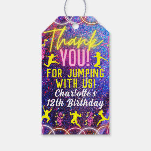 Neon Glow Trampoline Jumping Party Thank You Favor Gift Tags