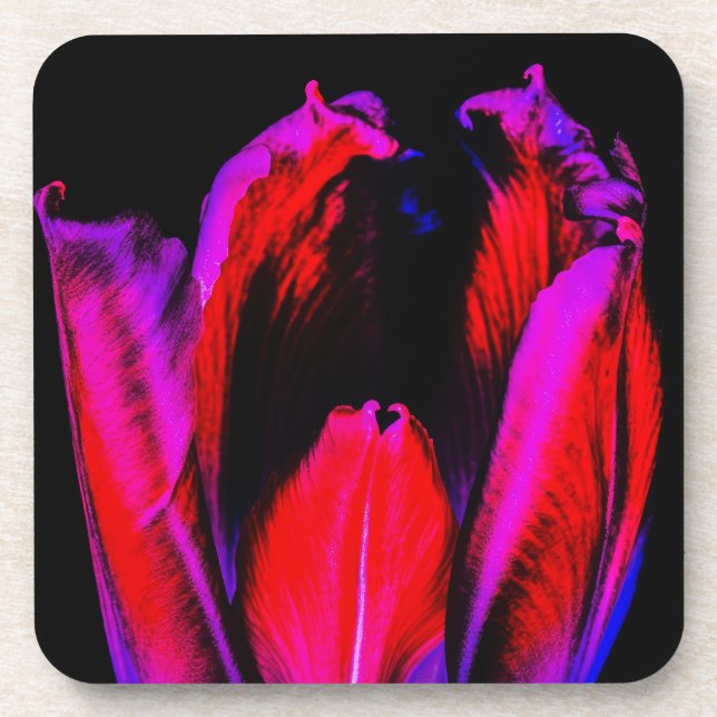Neon Glow Tulip Beverage Coaster (Front)