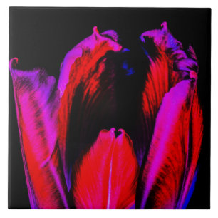 Neon Glow Tulip Ceramic Tile