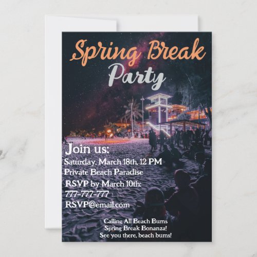 Neon Glow Up Tropical Vibes Spring Break Party Invitation
