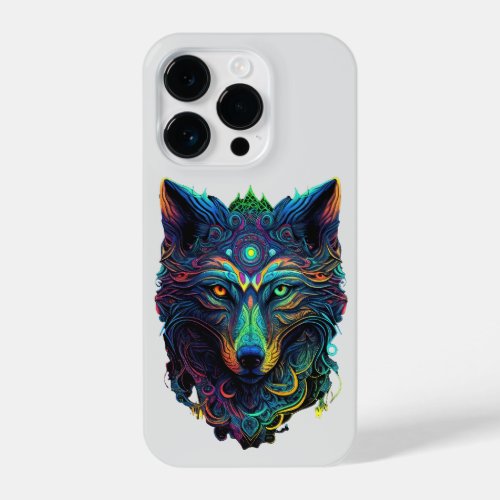 Neon Glow Wolf iPhone 14 Pro Case