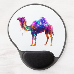  Neon Glowing Camel Art Print - Colorful Fantasy D Gel Mouse Pad