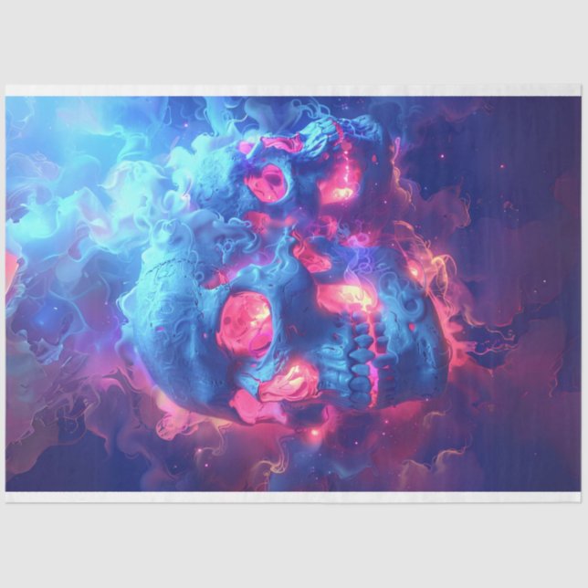 Neon Glowing in Dark Skull Pirate Decoupage Tissue Paper (Front)