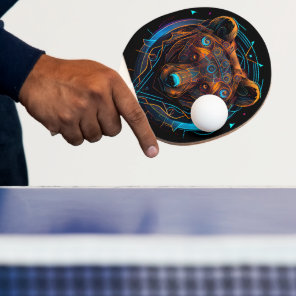Neon Glowing Luminous Bear Artistic Ping Pong Paddle