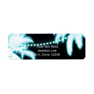 Neon Glowing Palm Trees Beach Party Summer Label