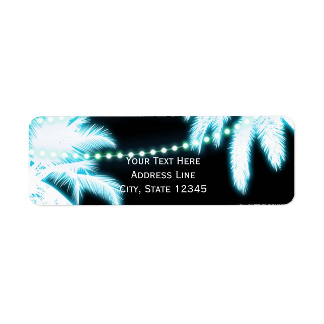 Neon Glowing Palm Trees Beach Party Summer Label (Front)