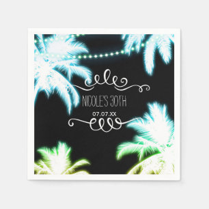 Neon Glowing Palm Trees Beach Party Summer Paper Napkins