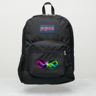Neon Glowing Rainbow Abstract Infinity Wave JanSport Backpack