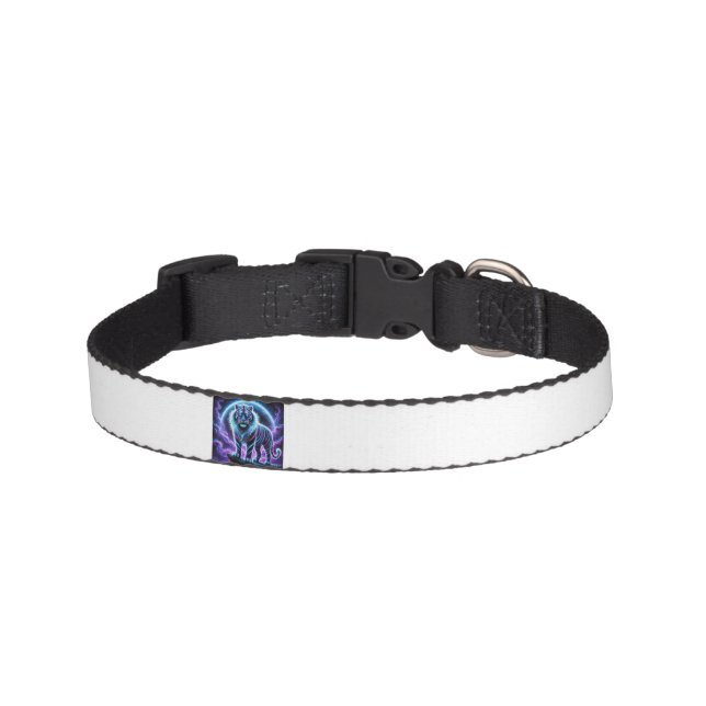 Neon Glowing Tiger Dog Collar Design. (Front)