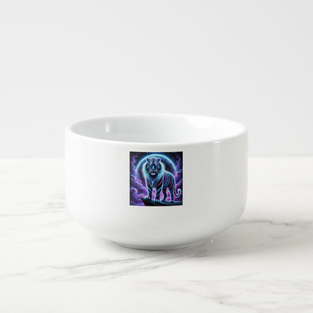 Neon Glowing Tiger Soup Mug Design. (Front)