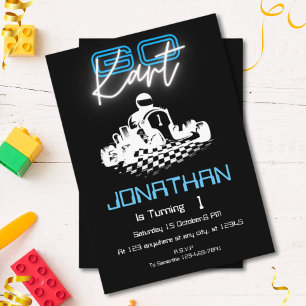 Neon Go-Kart Birthday invitation