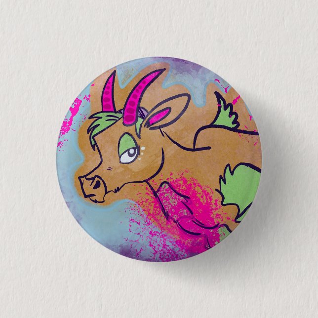 Neon Goat Button (Front)